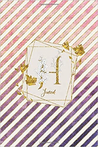 indir H Journal: Gold Letter Personalized Initial Monogram 100 Page 6 x 9&quot; Lined Notebook Pretty Floral Diary Book