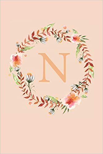 indir N: Soft Floral Wreath Monogram Sketchbook | 110 Sketchbook Pages (6 x 9) | Floral Watercolor Monogram Sketch Notebook | Personalized Initial Letter Journal | Monogramed Sketchbook