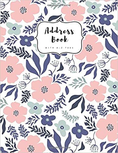 indir Address Book with A-Z Tabs: A4 Contact Journal Jumbo | Alphabetical Index | Large Print | Cute Illustration Flower Design White