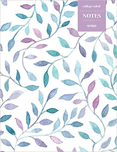 College Ruled Notes 110 Pages: Vintage Floral Notebook for Professionals and Students, Teachers and Writers | Light Purple and Green Vine and Leaves Pattern indir