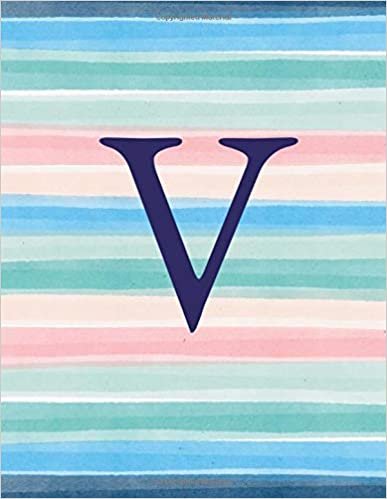 indir V: Monogram Initial V Notebook for Women and Girls-Ombre Beachy Vibes Stripes-120 Pages 8.5 x 11