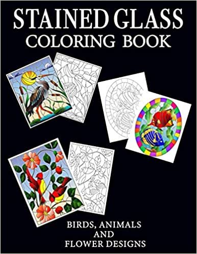 تحميل Stained Glass Coloring Book: Fun and stress relieving coloring book with beautiful designs of Birds, Animals and Flowers