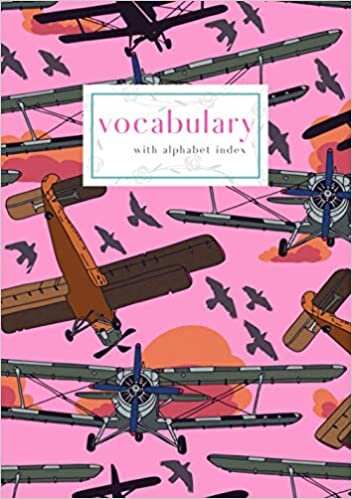 indir Vocabulary with Alphabet Index: B5 Medium 2-Column Notebook with A-Z Alphabetical Labels | Retro Airplane Bird Cover Design | Pink