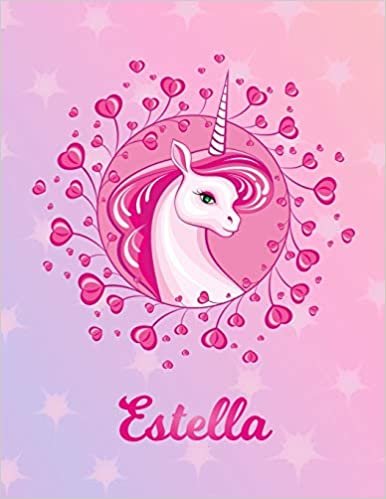 Estella: Unicorn Sheet Music Note Manuscript Notebook Paper | Magical Horse Personalized Letter V Initial Custom First Name Cover | Musician Composer ... Notepad Notation Guide | Compose Write Songs indir