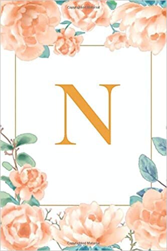 indir N: Cute Initial Monogram Letter N notebook, Pretty Personalized Medium Lined Journal &amp; Diary for Writing &amp; Note Taking, Lovely Floral Notebook Journal for Women and Girls