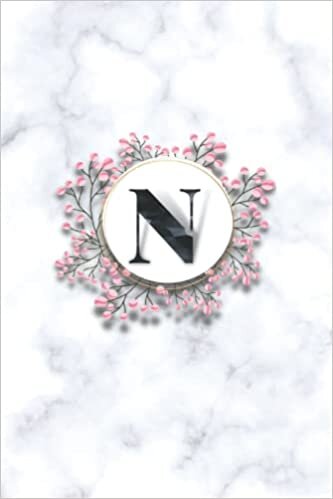N: Monogram Initial N Notebook for Women, Girls and School, Pink Floral, 6*9" 110 Lined pages.