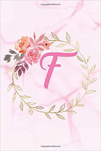 indir F: Floral Personalized Initial F Monogram Pink Floral Marble Texture Notebook Journal Gift for Women, Girls and School Wide Rule 120 Lined Pages,Sof Cover