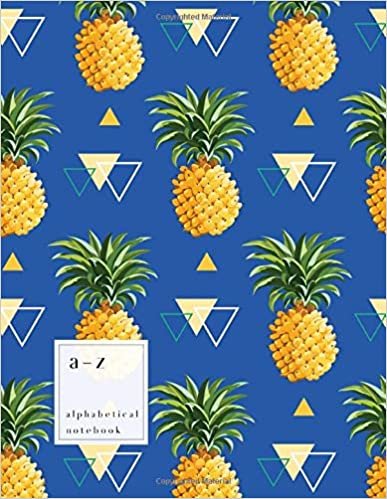 indir A-Z Alphabetical Notebook: 8.5 x 11 Large Ruled-Journal with Alphabet Index | Cute Pineapple Triangle Cover Design | Blue
