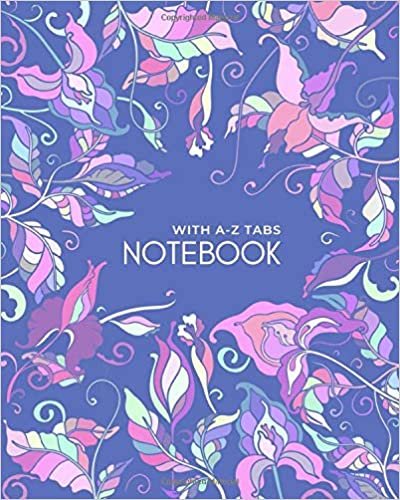 indir Notebook with A-Z Tabs: 8x10 Lined-Journal Organizer Large with Alphabetical Sections Printed | Cute Art Floral Frame Design Blue