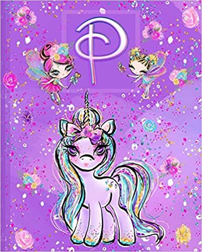 indir P: Unicorn Composition Notebook Wide Ruled | Monogrammed Initial P