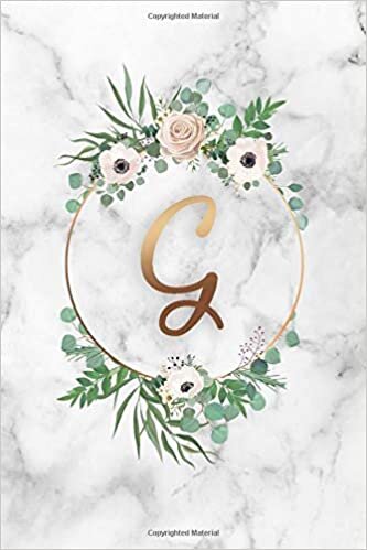 G: Cute Monogram Initial Letter G Blank Dot Grid Bullet Notebook for Girls & Women - Elegant Personalized Journal & Diary for Writing & Notes with Dot Gridded Pages - Pretty Floral & Grey Marble Print indir