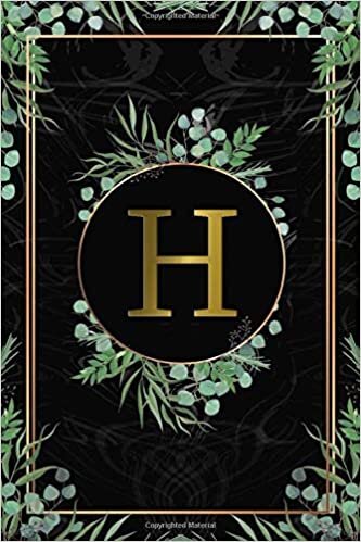 indir H: Pretty Monogram Initial H Wide Ruled Notebook for Women, Girls &amp; School - Personalized Wide Lined Blank Journal &amp; Diary - Elegant Black &amp; Gold Tropical Print