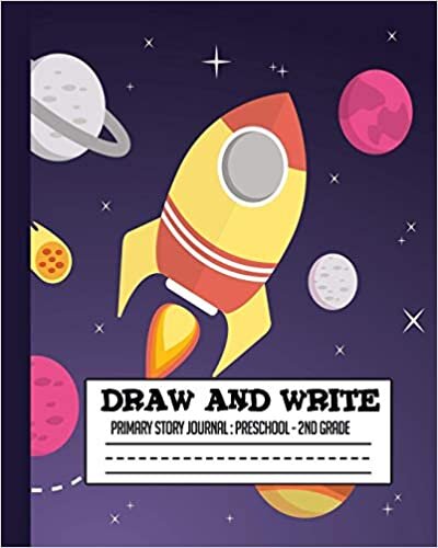 indir Draw and Write, Primary Story Journal: Preschool - 2nd Grade: 8x10 outer space write and draw, astronaut story paper for Kindergarten, 1st grade and 2nd grade, K-2 spaceship notebook