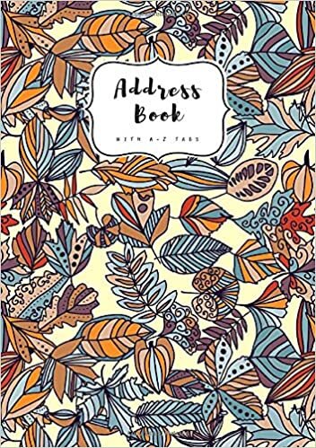 Address Book with A-Z Tabs: A5 Contact Journal Medium | Alphabetical Index | Abstract Hand Draw Floral Design Yellow indir