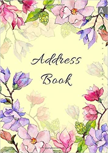 Address Book: A4 Big Contact Notebook Organizer | A-Z Alphabetical Sections | Large Print | Magnolia Wildflower Watercolor Design Yellow indir