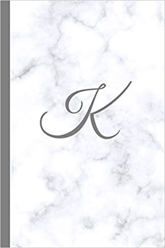 indir K: Letter K Monogram Marble Journal with White &amp; Grey Marble Notebook Cover, Stylish Gray Personal Name Initial, 6x9 inch blank lined college ruled diary, perfect bound Glossy Soft Cover