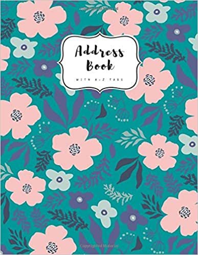 Address Book with A-Z Tabs: A4 Contact Journal Jumbo | Alphabetical Index | Large Print | Cute Illustration Flower Design Teal indir