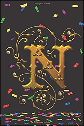 confetti monogaram notebook letter N: Letter N Initial Monogram Notebook Pretty Confetti Glitter Monogrammed Blank Lined Note Book Writing Pad ... Size 6x9 Paperback initial monogram letter indir