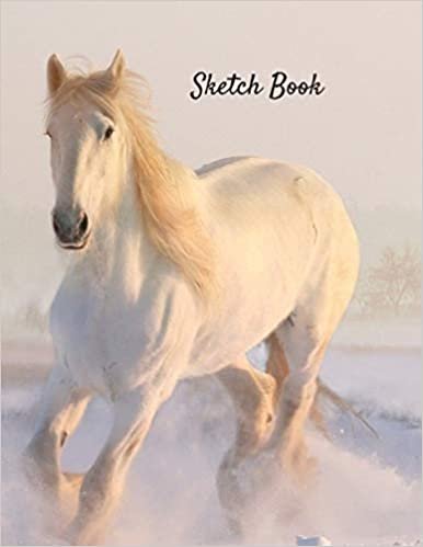 تحميل Sketch Book: White Horse Winter Snow Themed Personalized Artist Sketchbook For Drawing and Creative Doodling