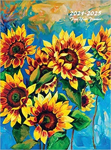 indir 2021-2025 Five Year Planner: 60-Month Schedule Organizer 8.5 x 11 with Beautiful Coloring Pages (Sunflowers Hardcover)