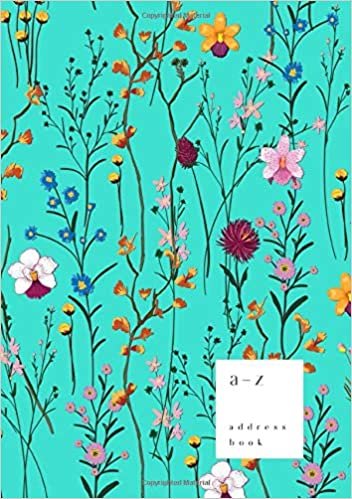 A-Z Address Book: B5 Medium Notebook for Contact and Birthday | Journal with Alphabet Index | Fashion Wild Flower Cover Design | Turquoise indir