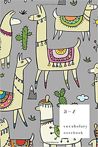 indir A-Z Vocabulary Notebook: 4x6 Small Journal 2 Columns with Alphabet Index | Tribal Llama Family Cover Design | Gray