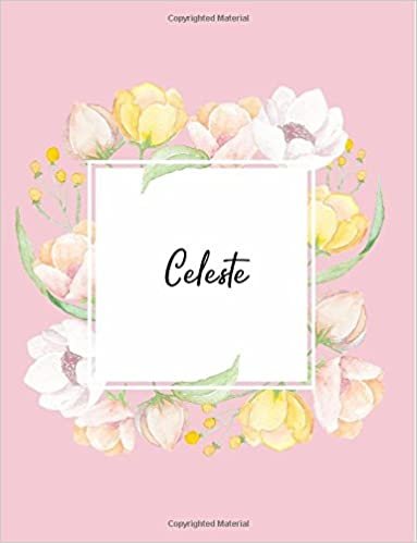 indir Celeste: 110 Ruled Pages 55 Sheets 8.5x11 Inches Water Color Pink Blossom Design for Note / Journal / Composition with Lettering Name,Celeste