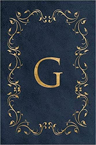 G: Faux leather effect / look gold monogram. Personalized letter ruled journal notebook. Elegant traditional design suitable for all: men, women, ... pages in 6 x 9 matte finish, handy size. indir