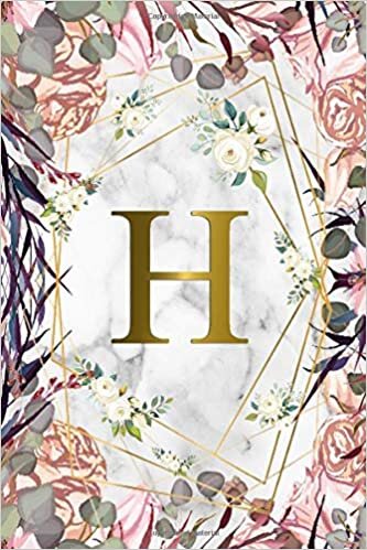indir H: Pretty Monogram Initial H Wide Ruled Notebook for Women, Girls &amp; School - Personalized Wide Lined Journal &amp; Diary - Abstract Gold Lined &amp; Floral Print
