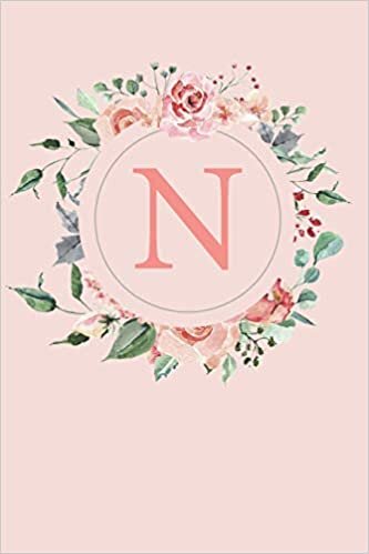 indir N: A Soft Pink Floral Wreath Monogram Sketchbook with Roses and Peonies | 110 Sketchbook Pages (6 x 9) | Floral Watercolor Monogram Sketch Notebook | ... Letter Journal | Monogramed Sketchbook