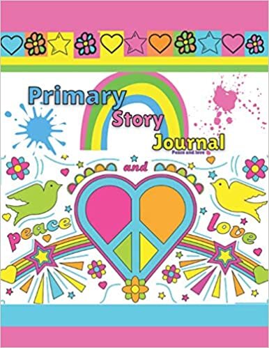 indir Primary story journal | peace and love: Composition notebook for writing, drawing for kids grade k-2, stage 3, prek