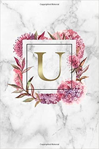 U: Adorable Pink Floral Initial Monogram Letter U Blank Dot Grid Bullet Notebook for Writing & Notes - Natural Siberian Marble Personalized Journal & Diary for Girls & Women with Dot Gridded Pages indir