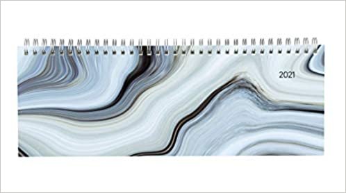 Tisch-Querkalender Style Marmor 2021 - Büro-Planer 29,7x10,5 cm - Tisch-Kalender - 1 Woche 2 Seiten - Ringbindung - Alpha Edition indir