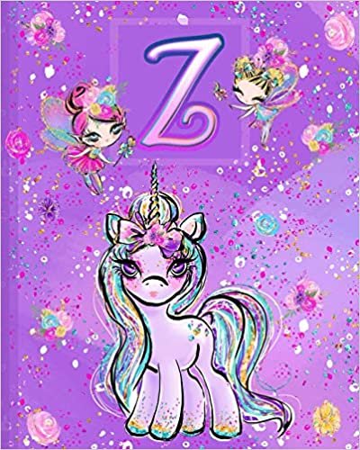 indir Z: Unicorn Composition Notebook Wide Ruled | Monogrammed Initial Z