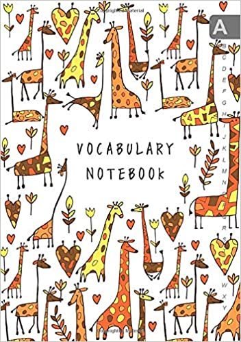 indir Vocabulary Notebook: A5 Notebook 3 Columns Medium | A-Z Alphabetical Sections | Funny Drawing Giraffe Design White