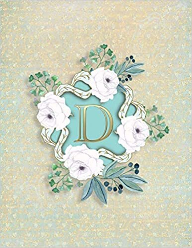 indir D: Initial Monogrammed Journal Notebook Floral For Women Girls Blank Wide Lined