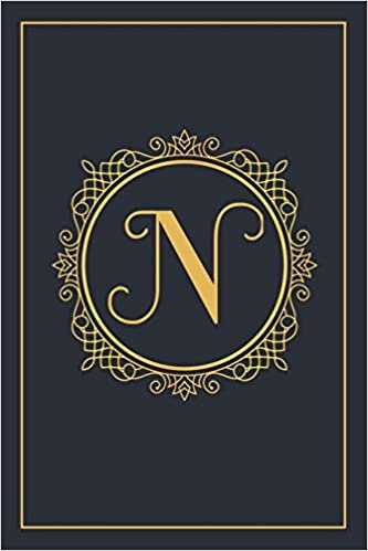 N: Monogram Notebook Black and Gold Journal