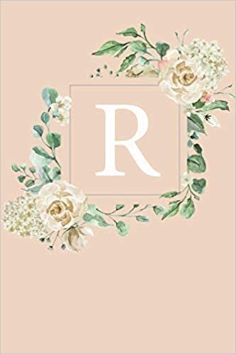 indir R: White Roses and Peonies Monogram Sketchbook | 110 Sketchbook Pages (6 x 9) | Floral Watercolor Monogram Sketch Notebook | Personalized Initial Letter Journal | Monogramed Sketchbook