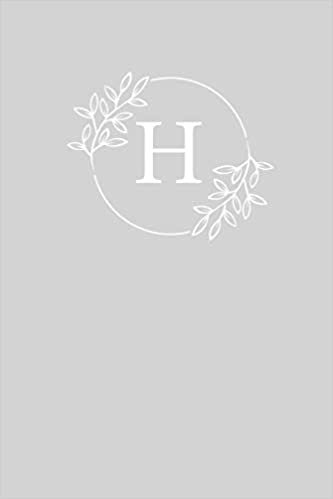 H: 110 Sketchbook Pages | Monogram Sketch Notebook with a Light Grey Background Vintage Floral Design | Personalized Initial Letter Journal | Monogramed Sketchbook indir