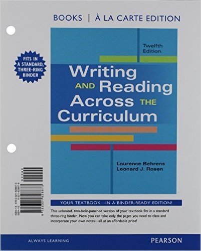 Writing and Reading Across the Curriculum, Books a la Carte Edition Plus Mywritinglab with Pearson Etext -- Access Card Package
