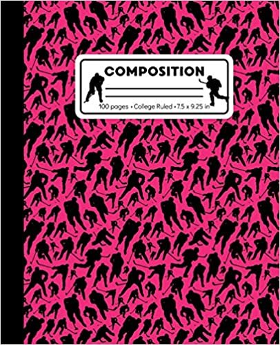 Composition: College Ruled Writing Notebook, Hot Pink Ice Hockey Pattern Marbled Blank Lined Book