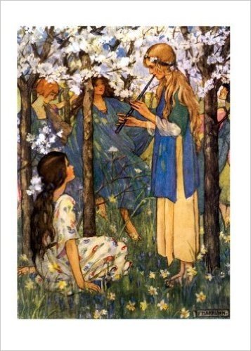 Young Women Playing Music Under Flowering Tree Friendship Greeting Cards [With Envelope]