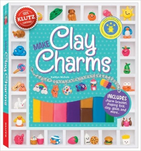 Make Clay Charms [With Clay Shaping Tool, Glaze, Charm Loops, Jump Rings and Charm Bracelet and 9 Bright Colors of C