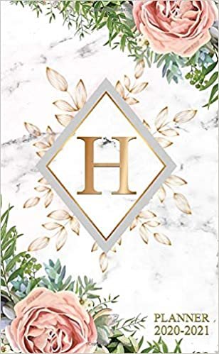 indir H 2020-2021: Nifty Floral Two Year 2020-2021 Monthly Pocket Planner | 24 Months Spread View Agenda With Notes, Holidays, Password Log &amp; Contact List | Marble &amp; Gold Monogram Initial Letter H