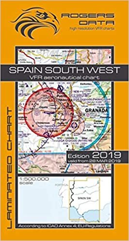 Spain South West Rogers Data VFR Luftfahrtkarte 500k: Spanien Süd West VFR Luftfahrtkarte – ICAO Karte, Maßstab 1:500.000