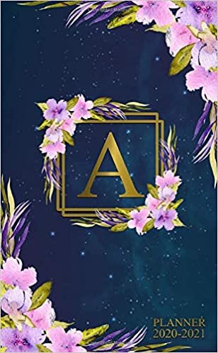 indir 2020-2021 Planner: Two Year 2020-2021 Monthly Pocket Planner | Nifty Galaxy 24 Months Spread View Agenda With Notes, Holidays, Contact List &amp; Password Log | Floral &amp; Gold Monogram Initial Letter A