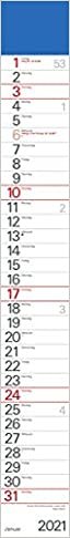Streifenplaner Blau 2021: Streifenkalender mit Datumsschieber I schmal im Format: 11,4 x 89 cm