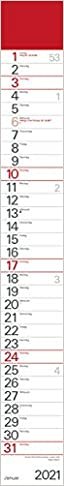 Streifenplaner Rot 2021: Streifenkalender mit Datumsschieber I schmal im Format: 11,4 x 89 cm