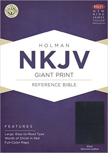 NKJV Giant Print Reference Bible, Black Genuine Leather