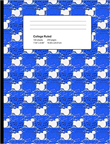indir College Ruled 200 Pages: Dark Blue Drums Composition Notebook, Music Lover College Composition Book, Notebook For Musicians, Drummer, Band Member